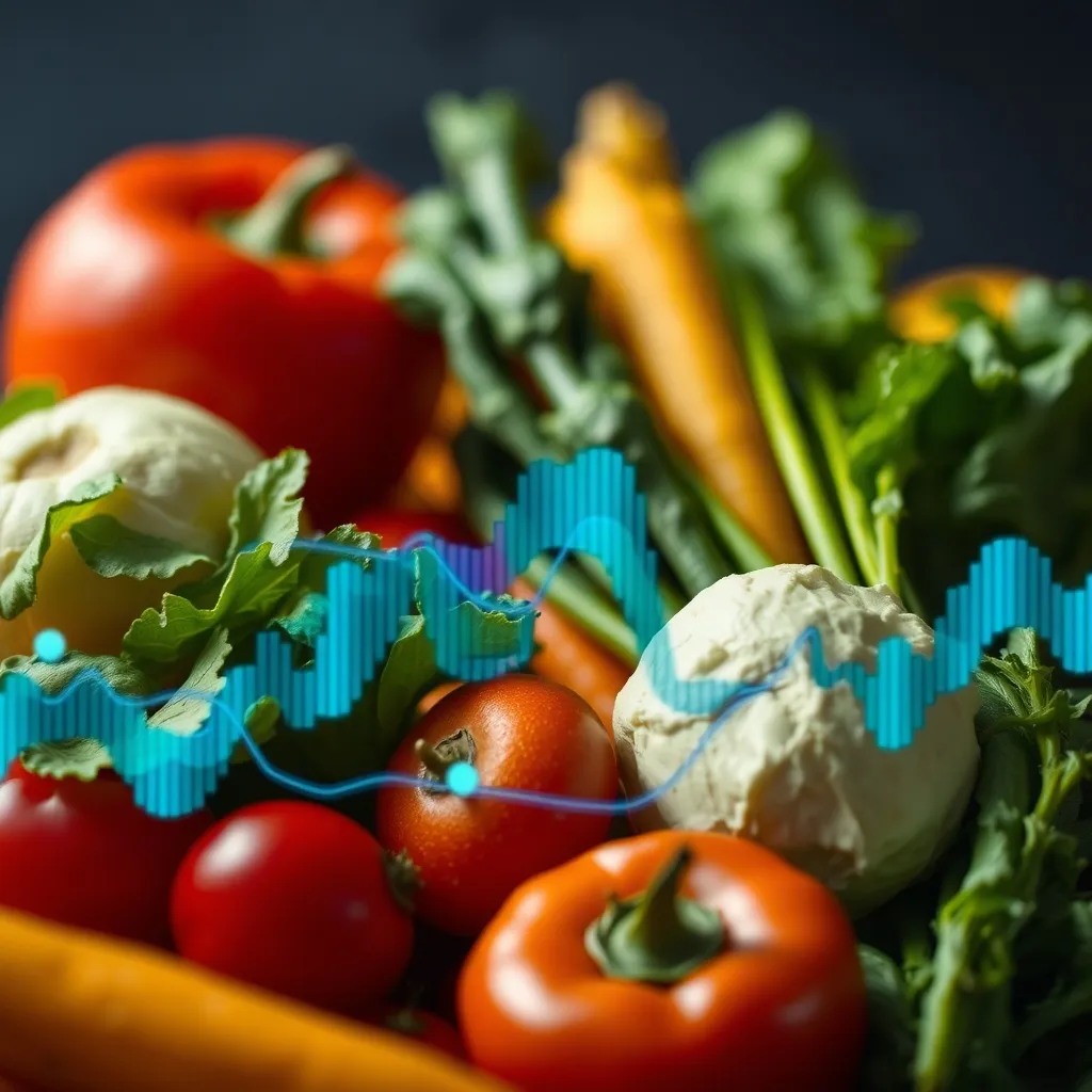 Abstract macro photography of fresh vegetables with digital