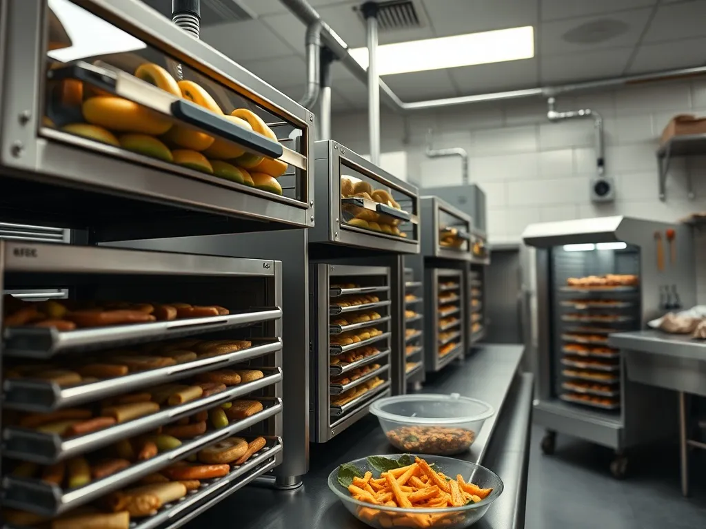 Industrial food dehydrator and vacuum sealer machines in a c